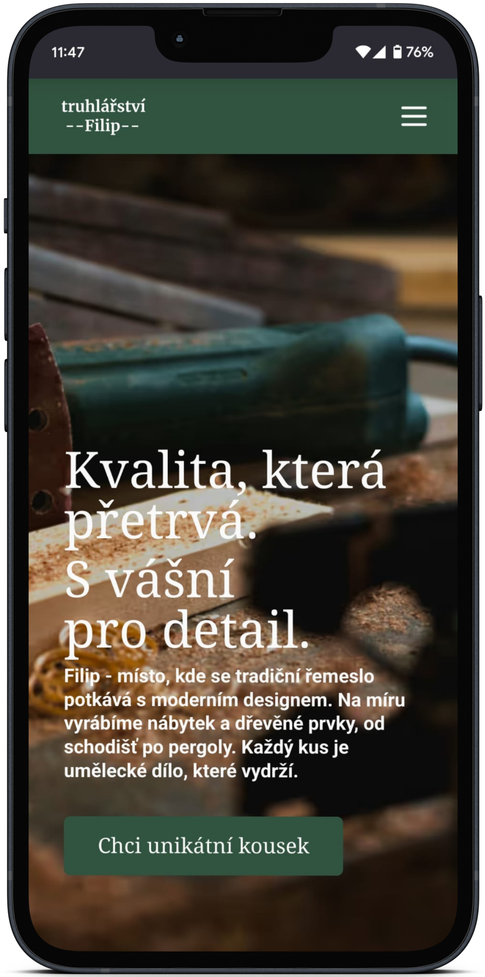 Truhlářství Filip - náhled na telefonu